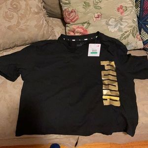 Gold and black puma crop top brand new size L 100% cotton